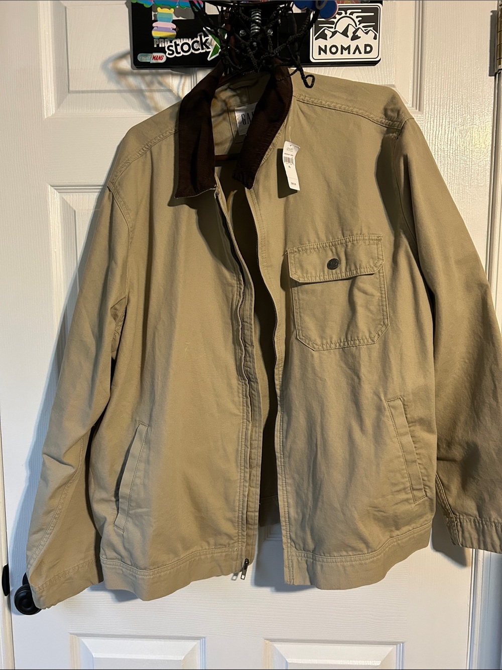 GAP Tan Jacket with Dark Brown Collar